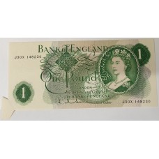 GREAT BRITAIN UK 1962 . ONE 1 POUND BANKNOTE . ERROR . BUTTERFLY FLAP